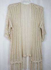 Easel Knitted Boho Coverup Cardigan Frey Hem Fringe