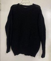 ATHLETA black crochet knit crew neck chunky oversized sweater size Medium