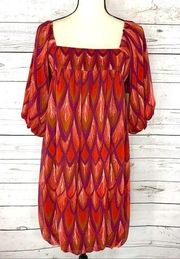 SZ 10 Dress Bubble Red Geometric Texture Line Hot Chili Pepper