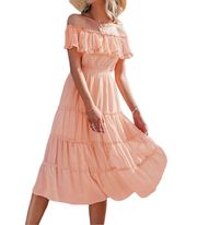 Simplee off shoulder ruffled tiered dress