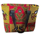 Djimi Djama Vibrant West African Large Handmade Tote Bag Double Leather Handles