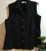 Black Krinkle iridescent button down top