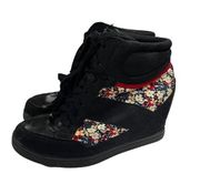 Charlotte Russe floral sneakers wedge heel size 7