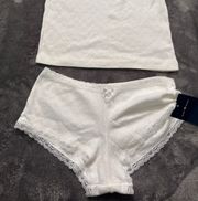 White Laced Heart Shorts
