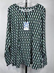 Diane Von Furstenberg X Target Green Arrow Geometric Long Sleeve Top Sz 3X NWT