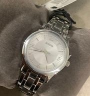 NWT BULOVA STAINLESS STEEL QUARTZ WATCH