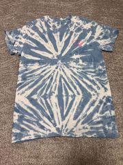 blue and white tie die shirt