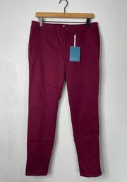 MARKET & SPRUCE Rosabel Skinny Sculpting Cuffed Pants in Burgundy Size 10 NWT