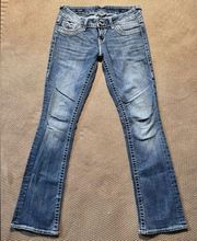 Vigoss Womens The Chelsea Slim Boot Cut Jeans Blue Denim Length 33