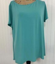 Susan Graver Women’s XL Green Blouse Polyester Stretch Top Tunic