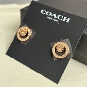 Coach open halo rose gold earrings