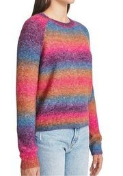Steve Madden bright rainbow ombre striped fuzzy sweater size XXL