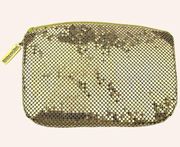 Whiting & Davis Gold Mesh Evening Bag Zippered Clutch Vintage Holiday Party NYE