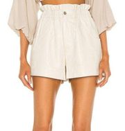 Astr Petunia Faux Leather Shorts in Sand Size Large