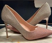 BigTree 2 Tone Glitter Silver & Pink Pointed Toe  Metals Sz. 42