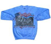 Vintage 90s Mt. Rushmore South Dakota Blue Tie Dye Crewneck Sweater