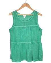 New Olivia Sky Womens Size Medium Burnout Tiered Sleeveless Scoop Tank Green