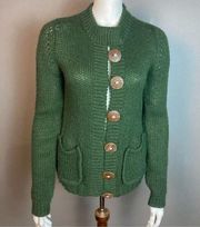 Wooden Ships Cardigan sweater small Montego Green Mohair blend NWT