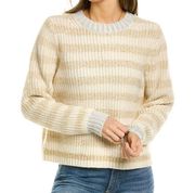 BODEN TINSEL STRIPE WOOL ALPACA-BLEND Metallic STRIPE SWEATER Gold Cream 6