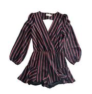 LINE + DOT Navy Red Striped Long Sleeve Romper Size Small