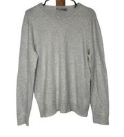 Vince 100% Merino Wool Light Gray Long Sleeve Pullover Sweater Size L