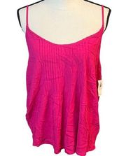 NWT Old Navy Hot Pink Pintuck Open Back Swing Tank Top Sz L