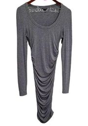 Club Monaco Cinched Midi Gray Long Sleeve Bodycon Dress Size Small