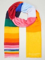 Carolina Herrera striped rainbow cashmere modal scarf