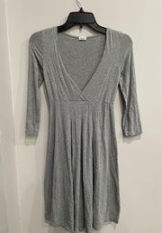 v-neck pleated gray dress size S