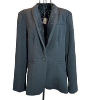 Cynthia Rowley Lined Velvet Trimmed Stretch Blazer Black Size Large NWT