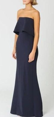 NEW Likely Driggs Strapless Long Evening Dress Gown in Navy Blue Size 2