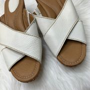 White Leather Wedge Sandals