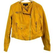 Members Only Womens Size S Collarless Moto Zipper (Tumeric) Jacket NWT