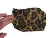 Leopard Print Canvas Coin Purse Wallet Makeup Bag