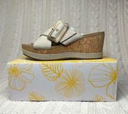 Yellow Box Adaline Platform Wedge Sandals in Taupe