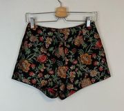 Lovers + Friends | Black Metallic Brocade Floral High Waisted Shorts Size Small