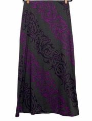 Eci Gray, Purple, & Black Print Long Skirt