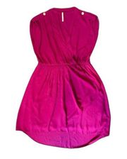 Chiffon Deep Pink V-Neck Sleeveless Layered Hi-Low Mini Dress szL
