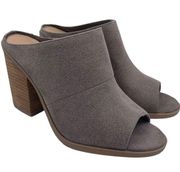 suede peep toe mules stack heeled women’s Size 7.5 Galerassi