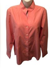 Orvis Wrinkle Free Blouse Sz. 10 Peach Career Business Wardrobe 100% Cotton