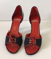 Navy Blue And Red Heels Size 8.5