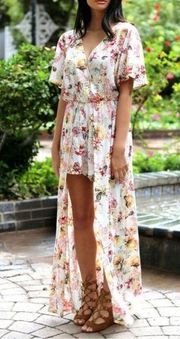 Angie White Red and Yellow Floral Romper