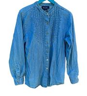 Denim & Co women's size medium long sleeve button down shirt