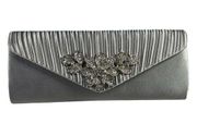 Lulu Townsend Evening Bag Gray Sparkle Handbag Rhinestones Gala Cocktail New