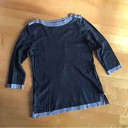 Cable & Gauge Color-Block Sweater, Dark, Light Gray, Size M