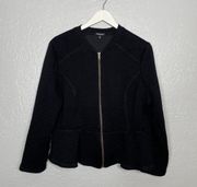 Torrid Women Plus Size 3 Black Quilted Peplum Bomber Jacket Raw Hem Knit Fitted