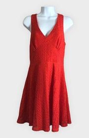 Everly Red Sleeveless Fit & Flare Dress Medium