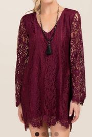 Francescas Burgundy Carson Lace Shift Dress NWT!