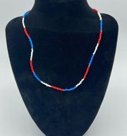 4th of July Glass Seed Bead Necklace/Choker