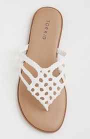 Torrid White Faux leather Braided Flip-Flop Sandals